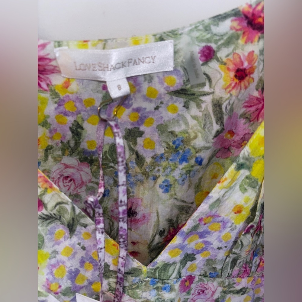 NWT LoveShackFancy Floral Rainbow Skies Sabina Dress Size: 8 - Picture 6 of 7